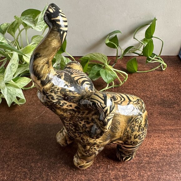 Le Vie Ceramic Elephant Figurine Animal Print Y2K - Picture 7 of 12